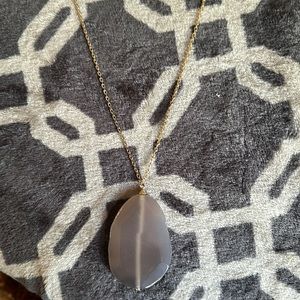 Long gold and lavender stone necklace